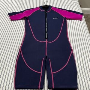 Adult Size Seaskin Wetsuit; Pink and Navy, Size 16,